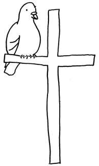 Zeichnung Taube auf Kreuz
